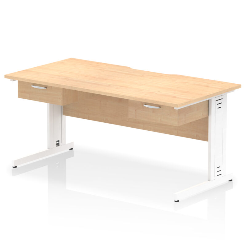 Pace Scalloped Edge Cable Managed Straight Desk With Two One Drawer Fixed Pedestals - Image 16
