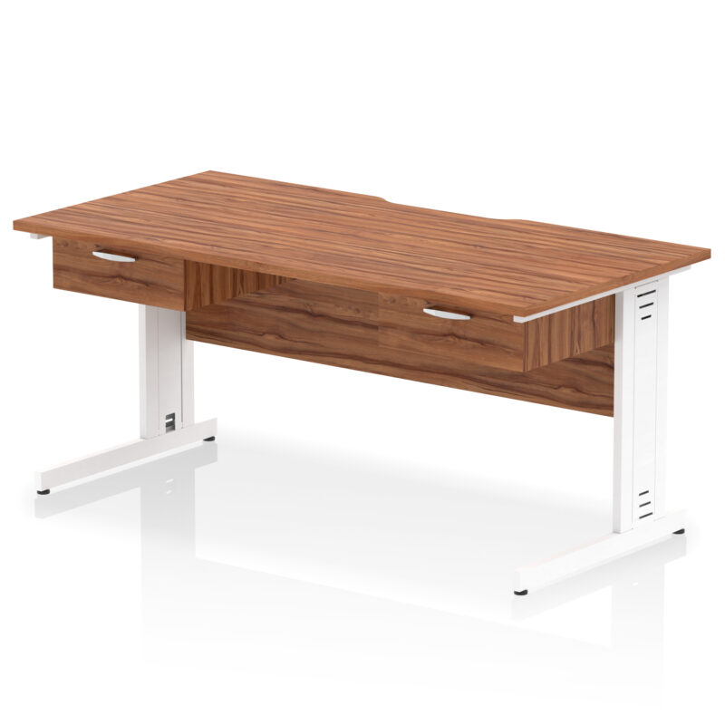 Pace Scalloped Edge Cable Managed Straight Desk With Two One Drawer Fixed Pedestals - Image 18
