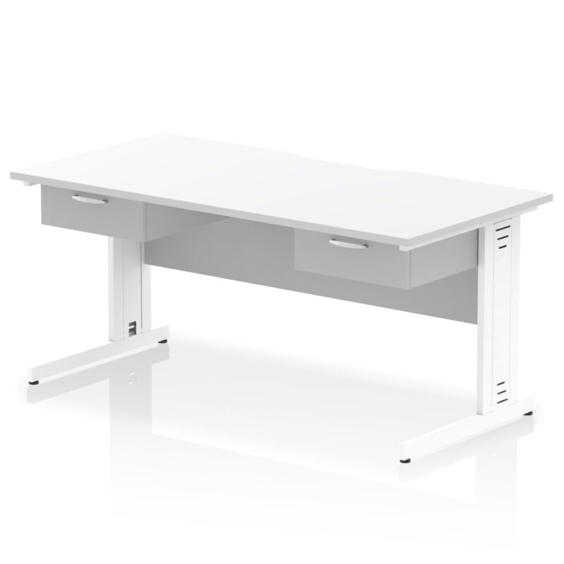 Pace Scalloped Edge Cable Managed Straight Desk With Two One Drawer Fixed Pedestals - Image 19