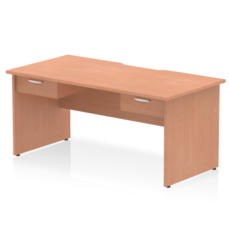 Pace Scalloped Edge Panel End Straight Desk Frame With Two One Drawer Fixed Pedestals - Image 2