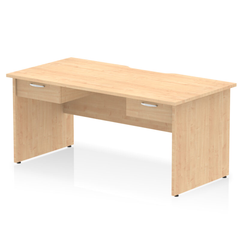 Pace Scalloped Edge Panel End Straight Desk Frame With Two One Drawer Fixed Pedestals - Image 4