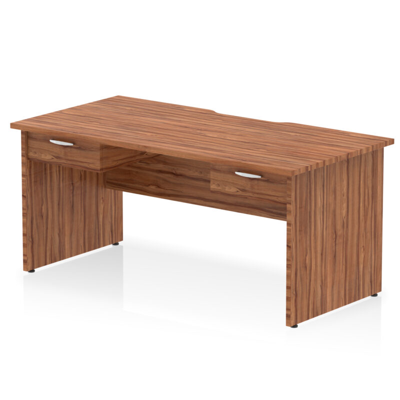 Pace Scalloped Edge Panel End Straight Desk Frame With Two One Drawer Fixed Pedestals - Image 6