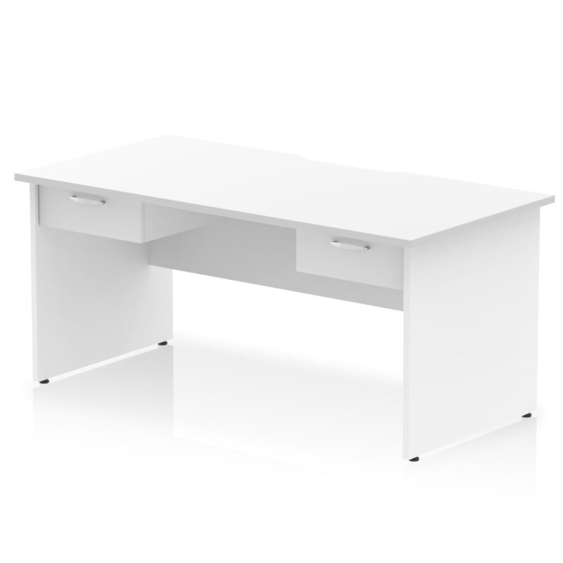 Pace Scalloped Edge Panel End Straight Desk Frame With Two One Drawer Fixed Pedestals - Image 7
