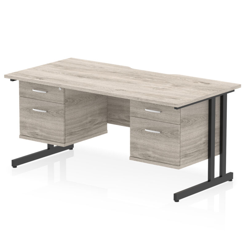 Pace Scalloped Edge 1600mm Cantilever Straight Desk With Two Fixed Pedestal - Image 25