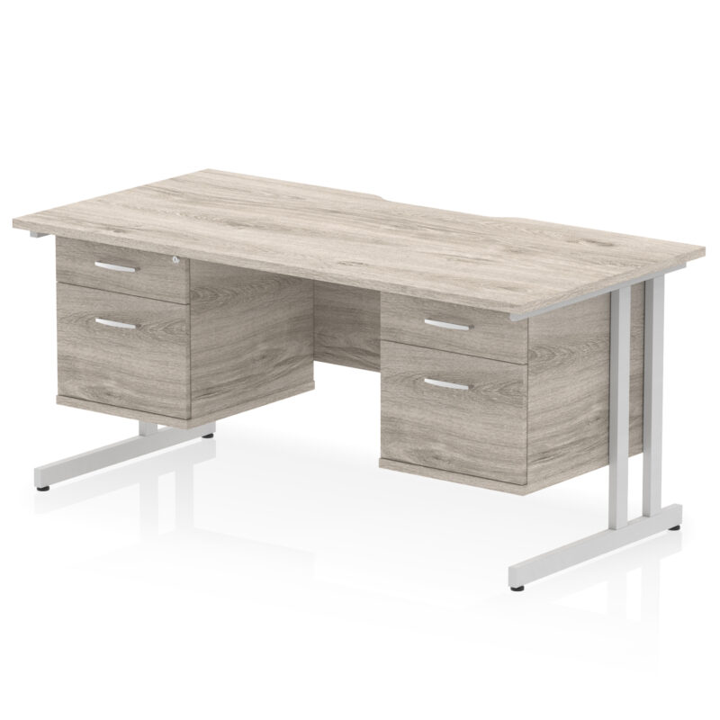 Pace Scalloped Edge 1600mm Cantilever Straight Desk With Two Fixed Pedestal - Image 26