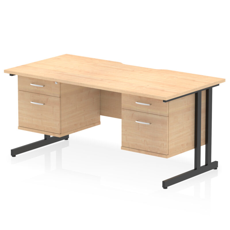 Pace Scalloped Edge 1600mm Cantilever Straight Desk With Two Fixed Pedestal - Image 28