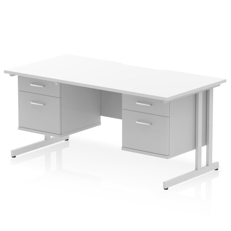 Pace Scalloped Edge 1600mm Cantilever Straight Desk With Two Fixed Pedestal - Image 38