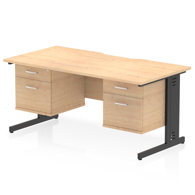 Pace Scalloped Edge 1600mm Cable Managed Straight Desk With Two Fixed Pedestal - Image 28