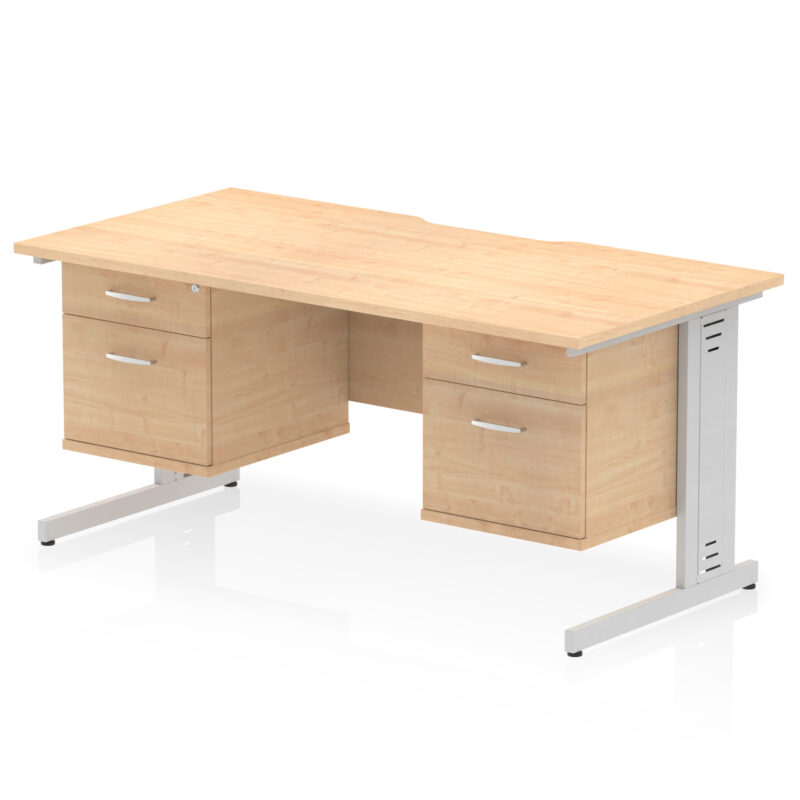 Pace Scalloped Edge 1600mm Cable Managed Straight Desk With Two Fixed Pedestal - Image 29