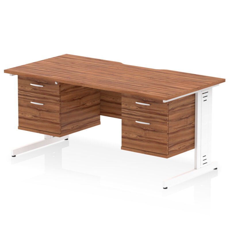 Pace Scalloped Edge 1600mm Cable Managed Straight Desk With Two Fixed Pedestal - Image 36