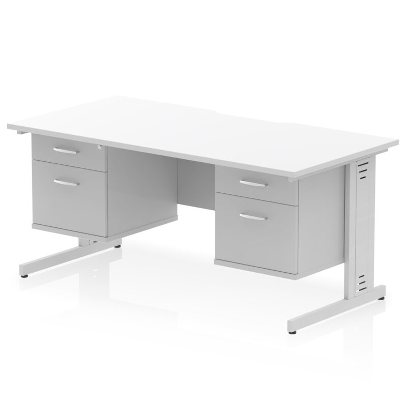 Pace Scalloped Edge 1600mm Cable Managed Straight Desk With Two Fixed Pedestal - Image 38