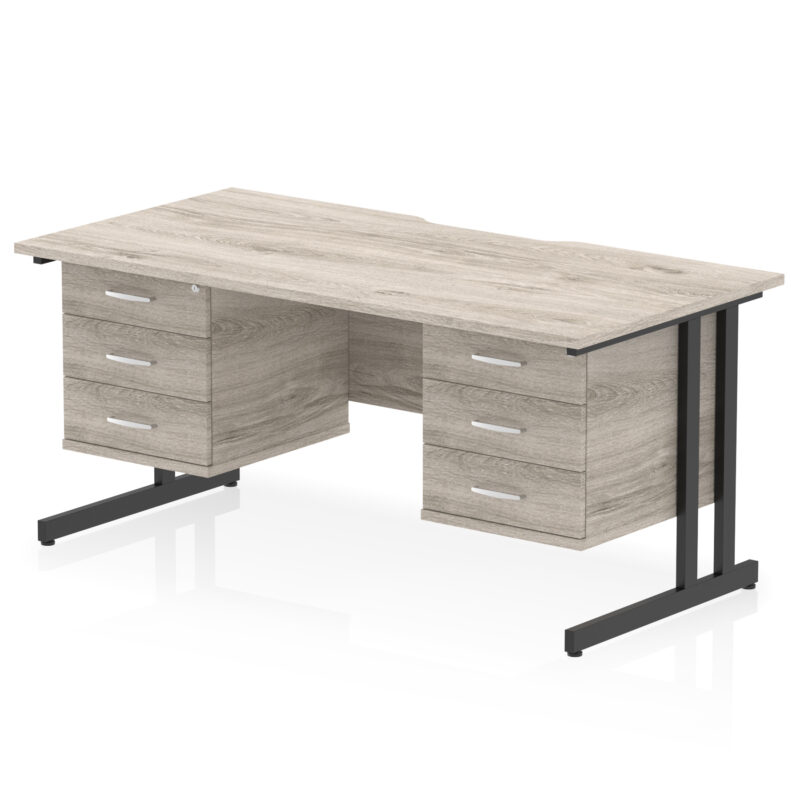 Pace Scalloped Edge 1600mm Cantilever Straight Desk With Two Fixed Pedestal - Image 43