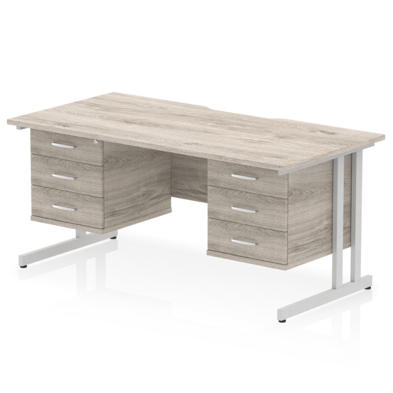 Pace Scalloped Edge 1600mm Cantilever Straight Desk With Two Fixed Pedestal - Image 44