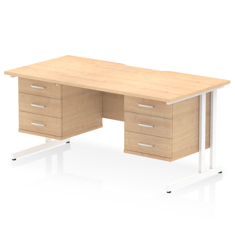 Pace Scalloped Edge 1600mm Cantilever Straight Desk With Two Fixed Pedestal - Image 48