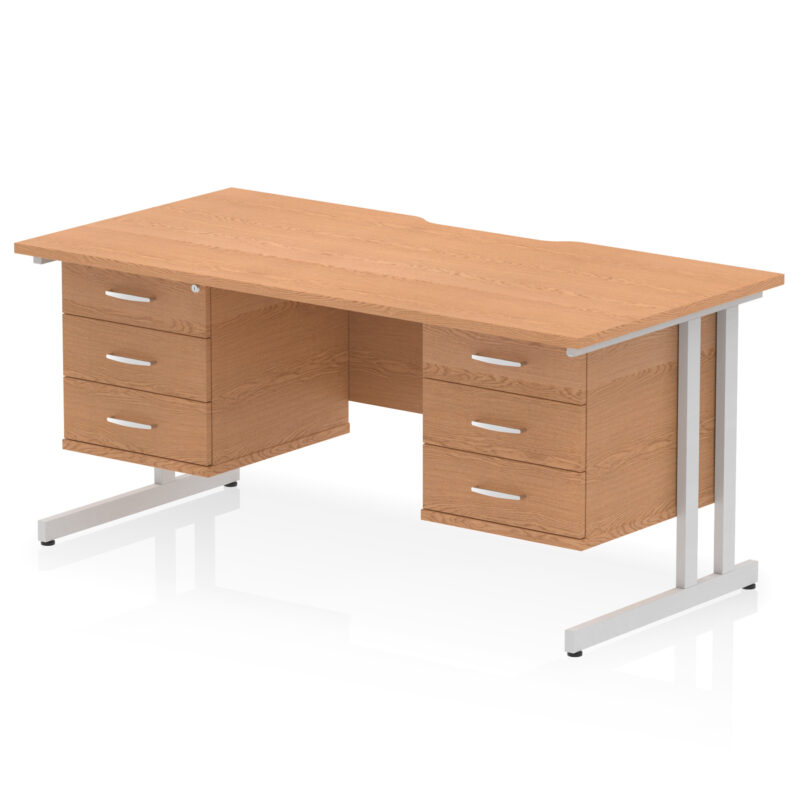 Pace Scalloped Edge 1600mm Cantilever Straight Desk With Two Fixed Pedestal - Image 50