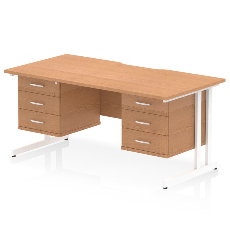 Pace Scalloped Edge 1600mm Cantilever Straight Desk With Two Fixed Pedestal - Image 51