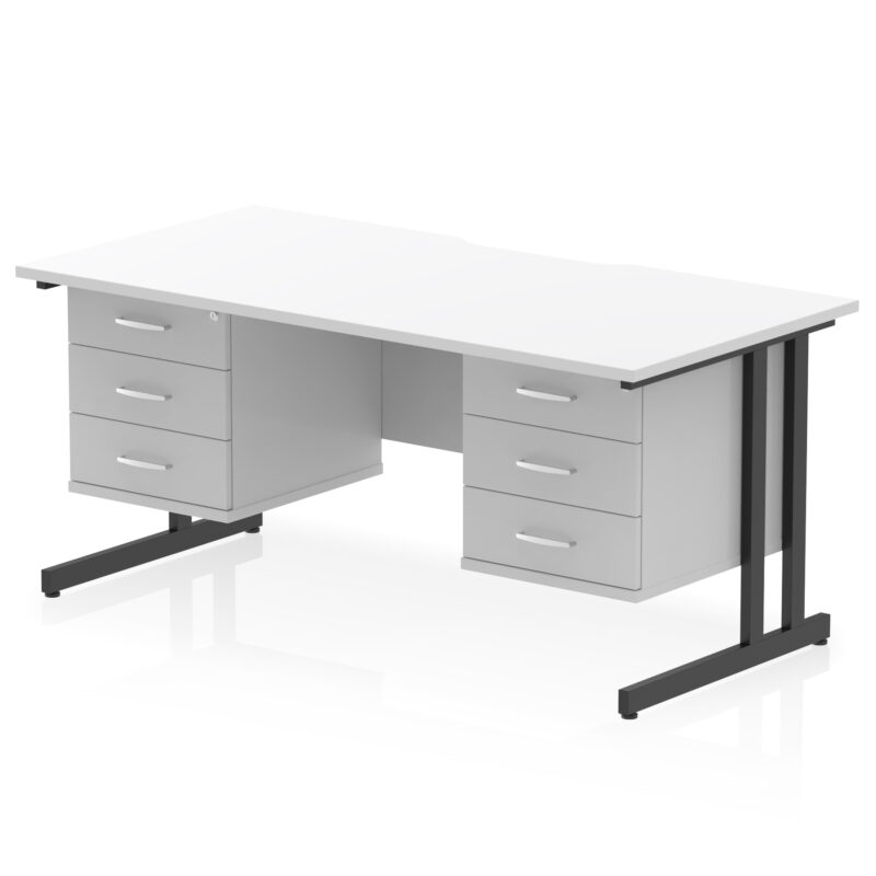 Pace Scalloped Edge 1600mm Cantilever Straight Desk With Two Fixed Pedestal - Image 55
