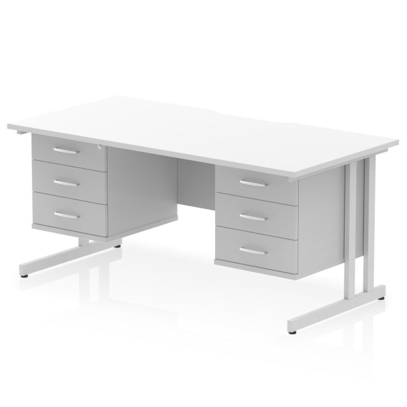 Pace Scalloped Edge 1600mm Cantilever Straight Desk With Two Fixed Pedestal - Image 56