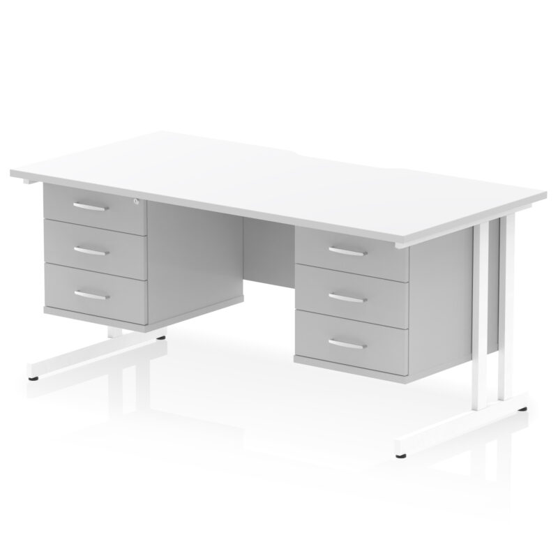 Pace Scalloped Edge 1600mm Cantilever Straight Desk With Two Fixed Pedestal - Image 57