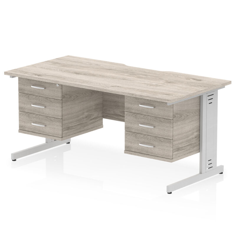 Pace Scalloped Edge 1600mm Cable Managed Straight Desk With Two Fixed Pedestal - Image 44