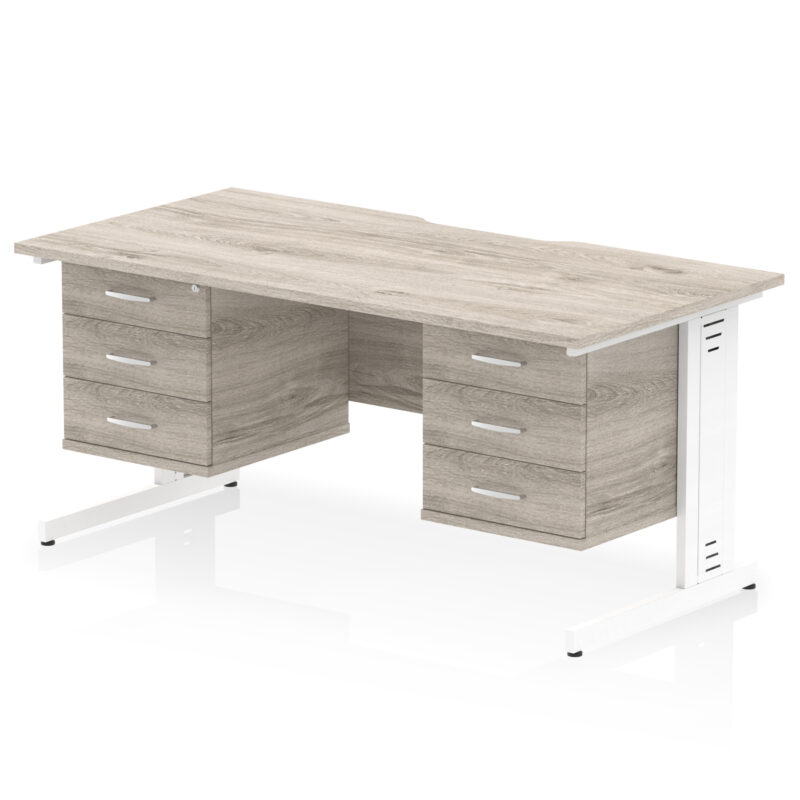Pace Scalloped Edge 1600mm Cable Managed Straight Desk With Two Fixed Pedestal - Image 45