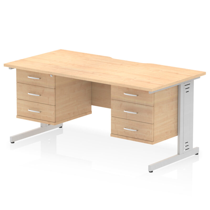 Pace Scalloped Edge 1600mm Cable Managed Straight Desk With Two Fixed Pedestal - Image 47