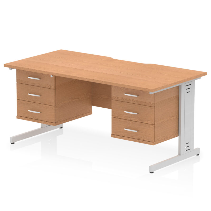 Pace Scalloped Edge 1600mm Cable Managed Straight Desk With Two Fixed Pedestal - Image 50