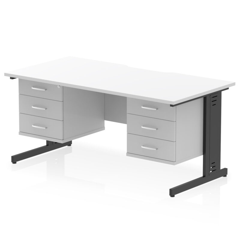 Pace Scalloped Edge 1600mm Cable Managed Straight Desk With Two Fixed Pedestal - Image 55