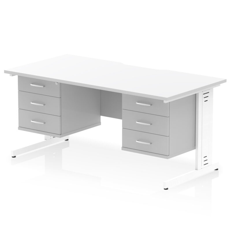 Pace Scalloped Edge 1600mm Cable Managed Straight Desk With Two Fixed Pedestal - Image 57