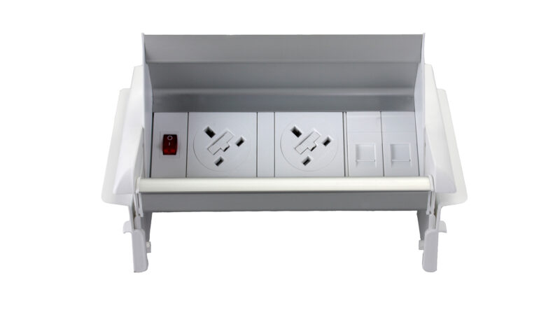 Pace Pop-Up Module 2 x UK Sockets, 1 x Neon Switch, 1 x 500mm Lead to 3 Pole Connector in White
