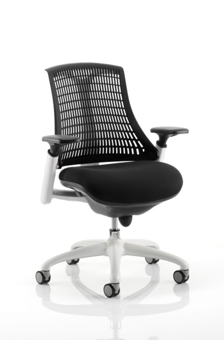 Swift Medium Back White Frame Task Operator Office Chair with Arms