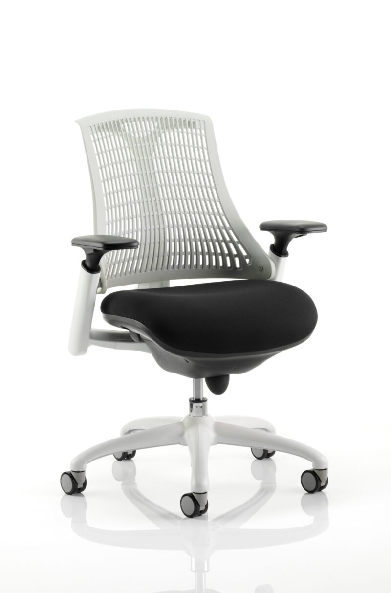 Swift Medium Back White Frame Task Operator Office Chair with Arms - Image 2