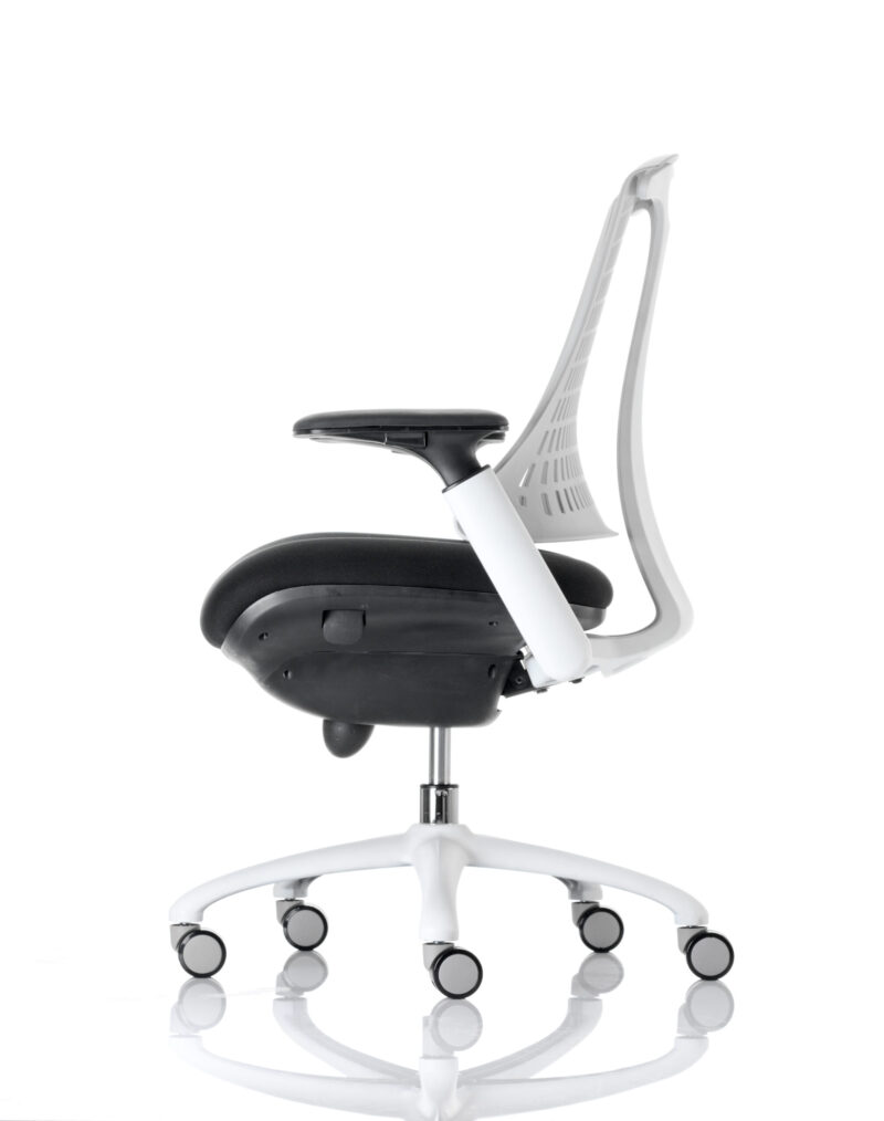 Swift Medium Back White Frame Task Operator Office Chair with Arms - Image 4