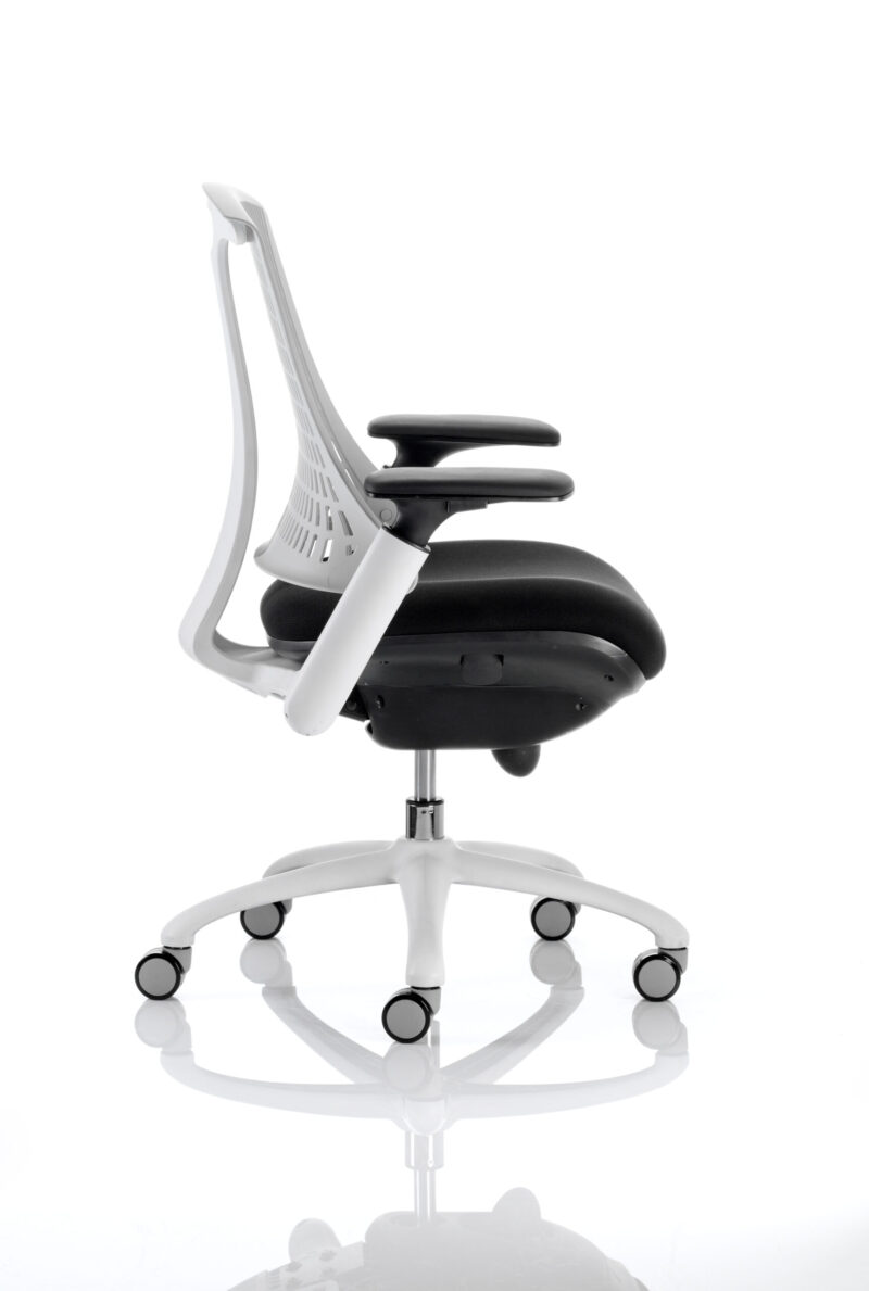 Swift Medium Back White Frame Task Operator Office Chair with Arms - Image 5