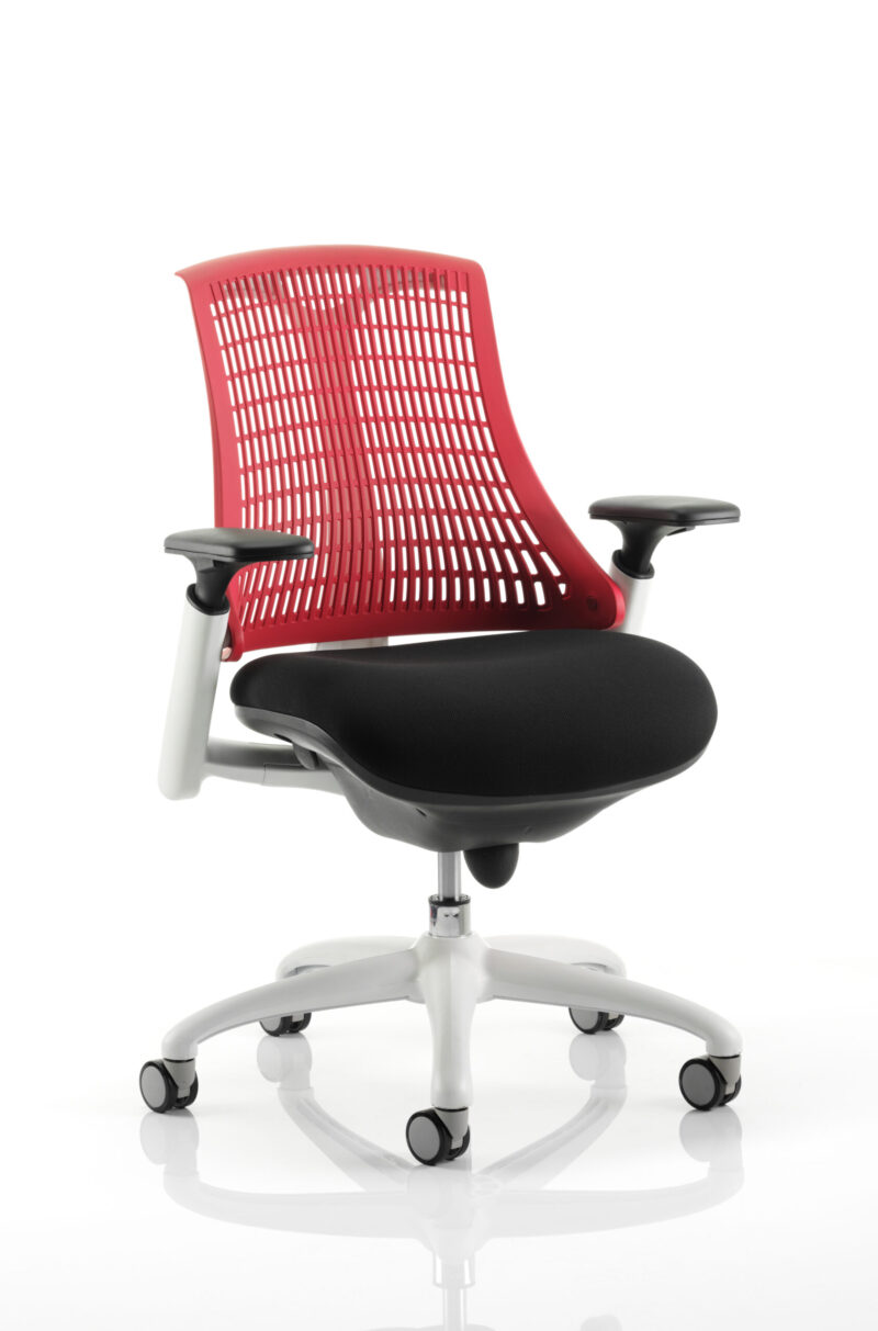 Swift Medium Back White Frame Task Operator Office Chair with Arms - Image 6