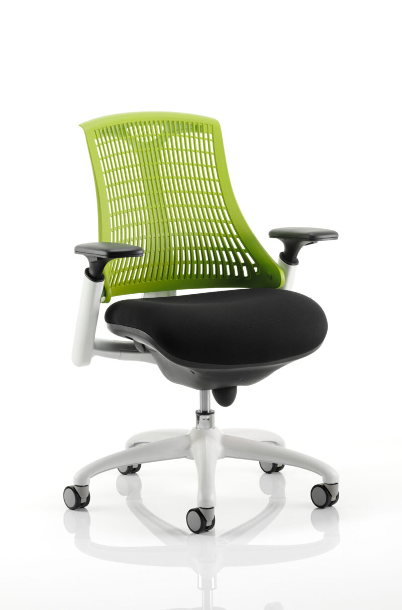 Swift Medium Back White Frame Task Operator Office Chair with Arms - Image 8