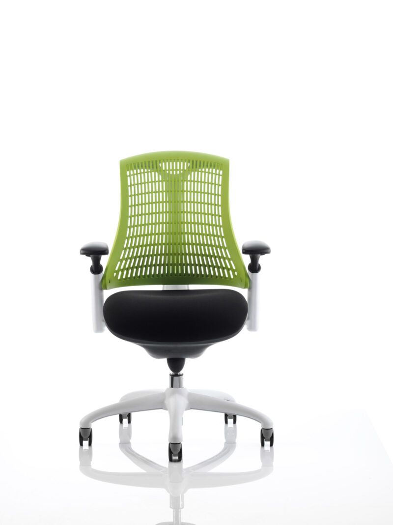 Swift Medium Back White Frame Task Operator Office Chair with Arms - Image 9