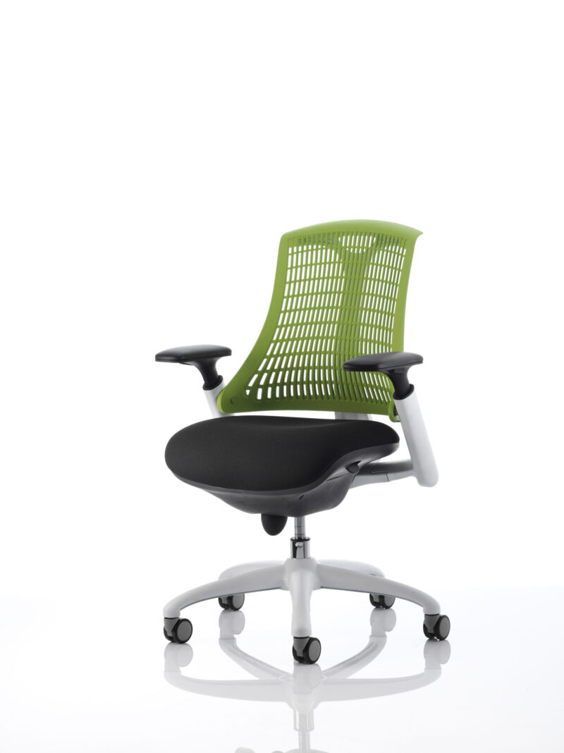 Swift Medium Back White Frame Task Operator Office Chair with Arms - Image 10