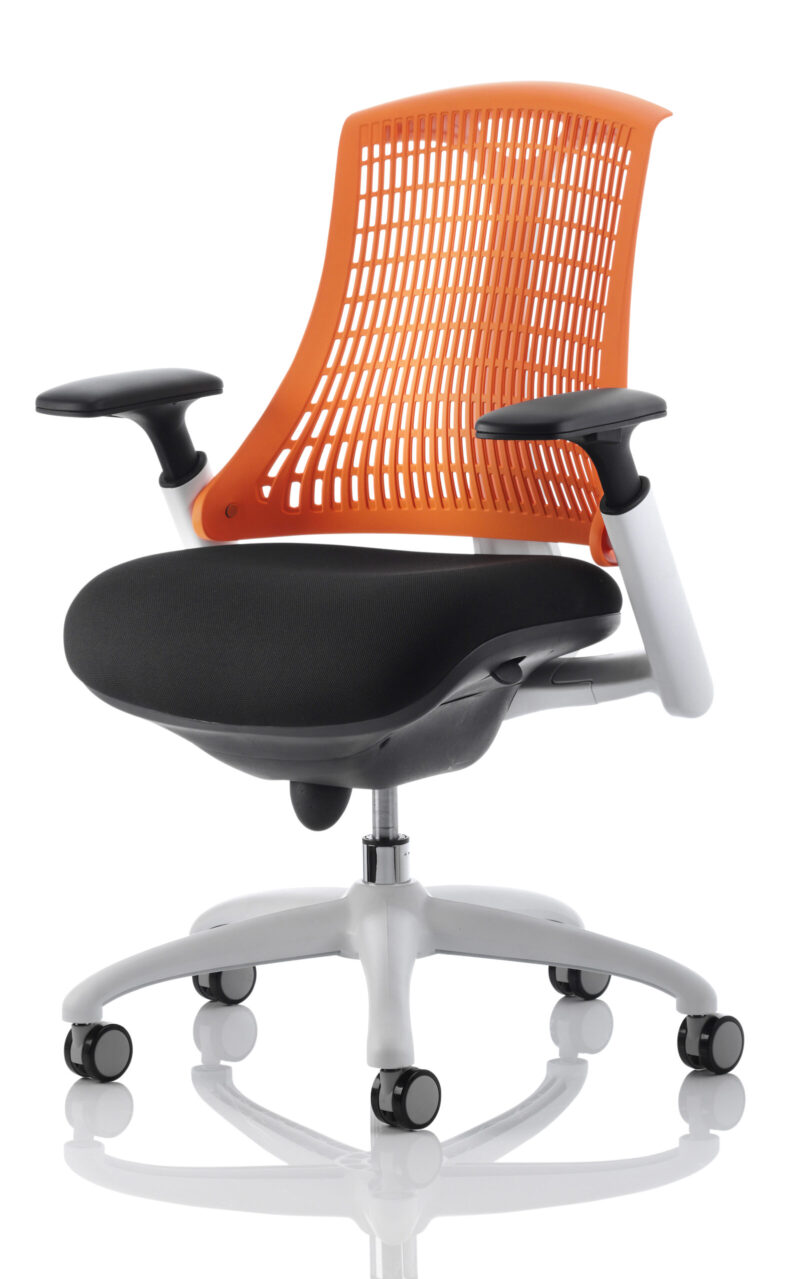 Swift Medium Back White Frame Task Operator Office Chair with Arms - Image 11