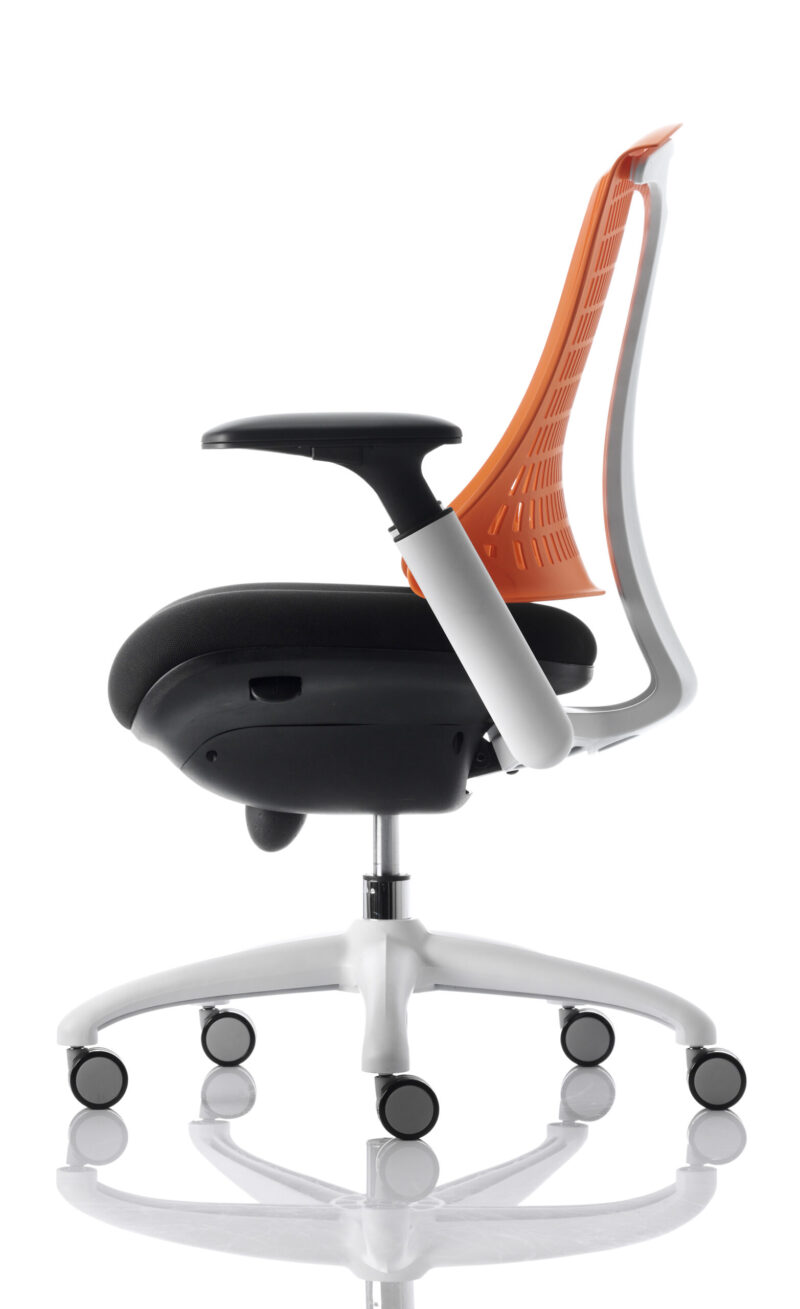 Swift Medium Back White Frame Task Operator Office Chair with Arms - Image 12