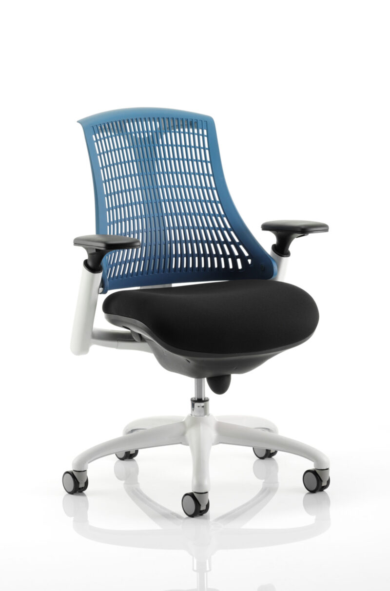 Swift Medium Back White Frame Task Operator Office Chair with Arms - Image 13