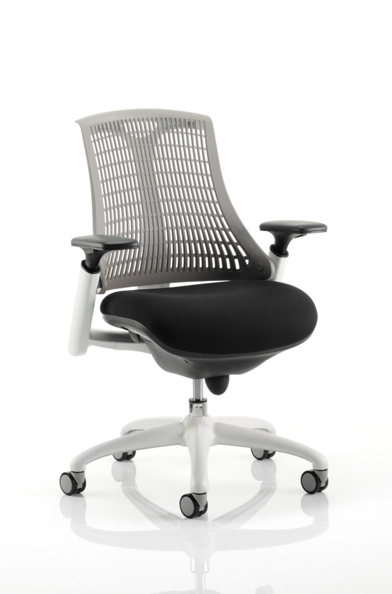 Swift Medium Back White Frame Task Operator Office Chair with Arms - Image 14