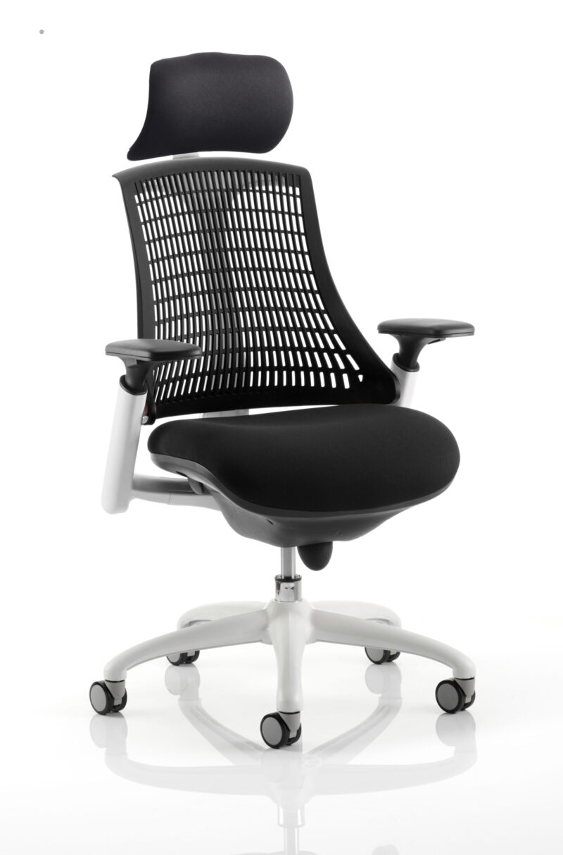 Swift Medium Back White Frame Task Operator Office Chair with Arms - Image 15