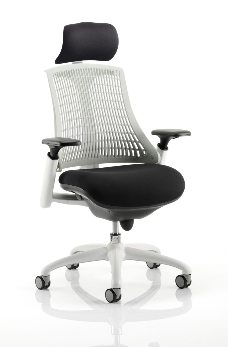 Swift Medium Back White Frame Task Operator Office Chair with Arms - Image 17