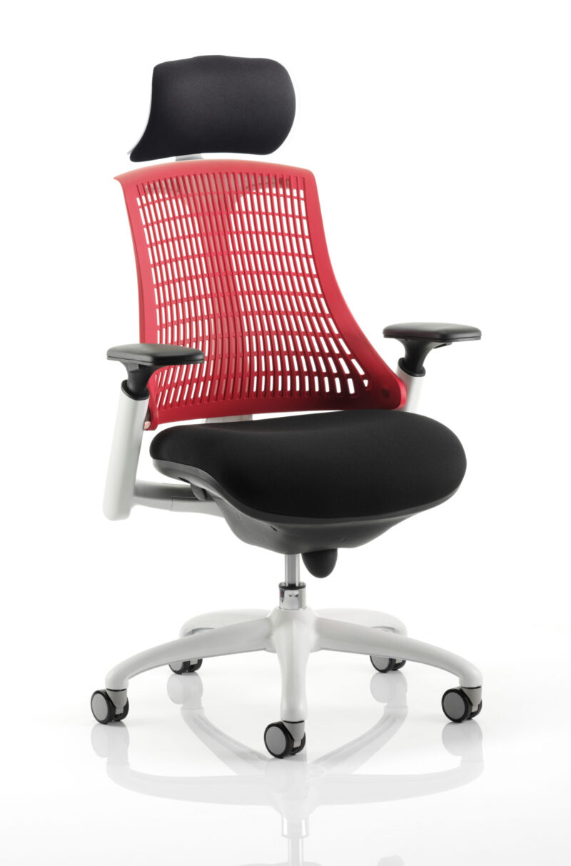 Swift Medium Back White Frame Task Operator Office Chair with Arms - Image 19