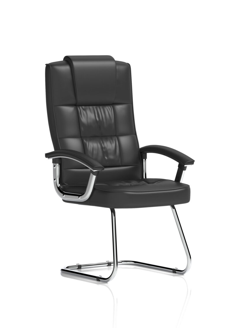 Flare Deluxe High Back Black Cantilever Visitor Chair with Arms