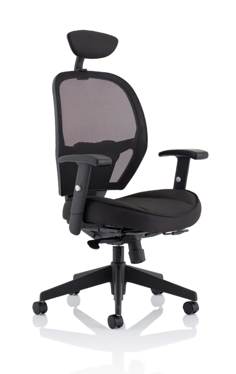 Stack High Mesh Back Black Task Operator Office Chair with Arms - Image 9