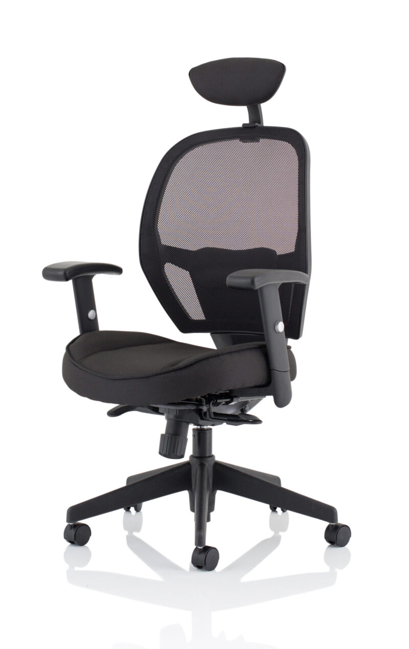 Stack High Mesh Back Black Task Operator Office Chair with Arms - Image 11