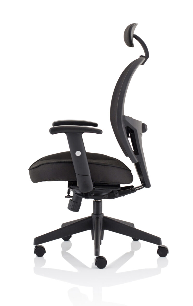 Stack High Mesh Back Black Task Operator Office Chair with Arms - Image 12