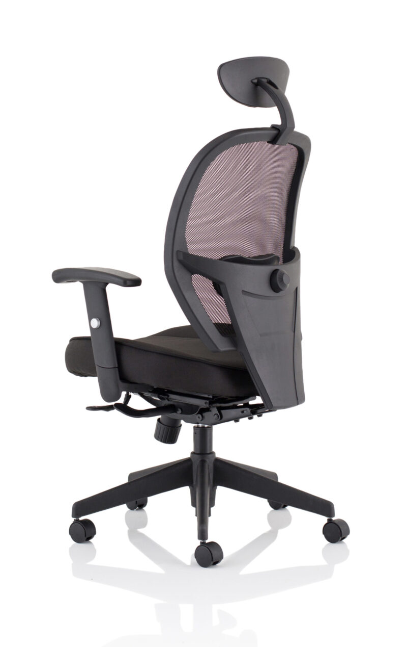 Stack High Mesh Back Black Task Operator Office Chair with Arms - Image 13